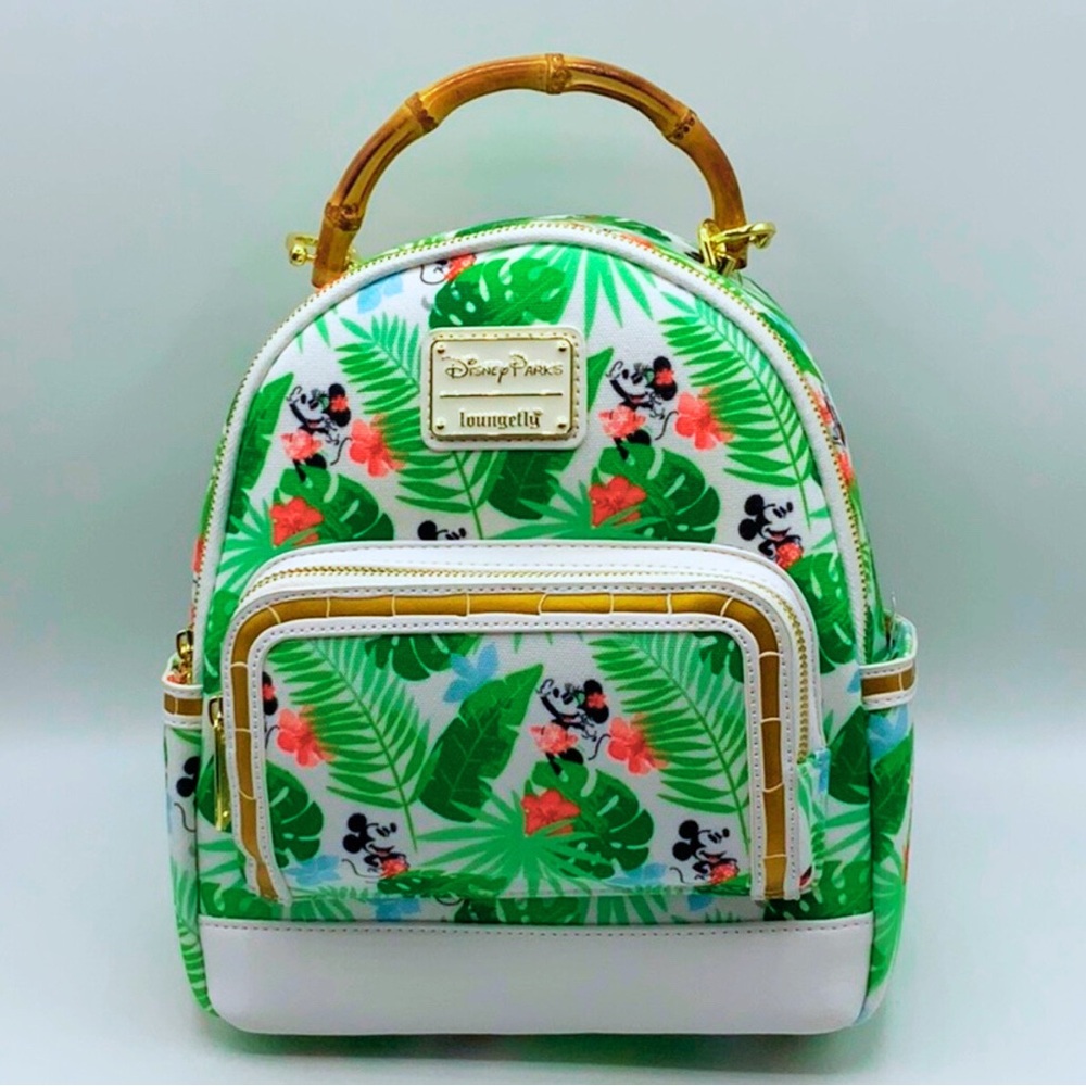 NWT Disney Parks Loungefly Bamboo Handle Tropical Mini Backpack